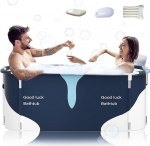 140 cm Portable Foldable Bathtub with Metal Frame, Large Family Bathtub for Adults, Efficient Conversion of Hot and Cold Bathtub 140 cm x 60 cm x 55 cm (Milk Style with Metal Frame)