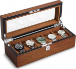 RoYiio Watch Box 5 Watch Storage Box, Watch Box klaasist kaanega, Watch Box 5 eemaldatava kellapidajaga, Premium Watch Case Display Storage Organiser Watch Case Mehed T&uuml;drukud Kingitus