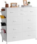 VEVOR Chest of Drawers with 10 Drawers, Fabric Chest of Drawers with Fabric Containers, Cabinet Drawers with Easy Pull Handle & Sturdy Steel Frame, Fabric Storage Tower for Bedroom, Hallway, Cupboard