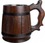 K&auml;sitsi valmistatud &otilde;llekruus Tammepuust roostevabast terasest tass Looduslik keskkonnas&otilde;bralik puidust kannu 0.6L 20oz Classic Brown (Retro 20 oz / 0.6l)