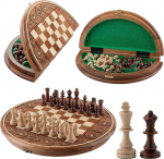 Beautiful RUBY Decorative, Sculpted and Hand Crafted Wooden Chess Set by Master Of Chess