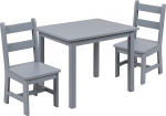 Flash Furniture Kyndl Kids Solid Hardwood Table and Chair Set for Playroom Bedroom Kitchen Set of 3 (Grey)