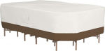 Amazon Basics Extra Large Beige Tan Rectangular Oval Garden Table Cover with Chairs