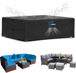 SIRUITON Cover for Garden Furniture Rectangular Seating Set Waterproof Protective Cover, Garden Tables and Furniture Sets, Garden Furniture Sofa, Dustproof Outdoor Black, Black , 250x250x90cm