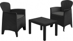Well Home Garden Set 'Akita' Table + 2 Chairs in Anthracite Ideal for Patios
