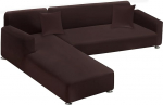 LA MEACK Sectional Diivan Covers, 2 t&uuml;kki pehme L kuju Super Stretchy L kuju Diivan Slipcover koos 2 padjakattega, diivan Slipcover, 3 istekohaga + 3 istekoha m&ouml;&ouml;bli kaitsja (kohv)