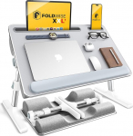 2-in-1 voodilaud ja lapselaua - Pehmed padjad, reguleeritav k&otilde;rgus ja nurk, kokkupandav koos randmetoega, tahvelarvuti hoidja, servap&uuml;&uuml;dja ja s&uuml;learvuti laua mittelibisev nahk, ideaalne voodi jaoks.