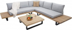 Mendler HWC-H54 aiam&ouml;&ouml;blikomplekt Lounge Set Spun Poly Acacia Wood FSC Alumiinium Helepruun polsterdus helehall