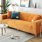 Luksuslik sametist diivanikatte 2/3/4 istekoha pehme pluusist diivanikaitsja Stretch k&auml;etugi diivanikate veekindel m&ouml;&ouml;bli kaitsja oranž 3 istekohaga 190-220 cm