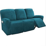 GAMUKAI 8 tk k&otilde;rge venivusega sametist diivanikatte 3 istekoha paigaldatud m&ouml;&ouml;bli kaitsjad (Peacock Blue, Diivan)