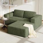 Vesgantti 202 cm modulaarne nurgadiivan, L-kujuline, 2-kohaline n&ouml;&ouml;rdiivan vedrustusega, eriti s&uuml;gav iste, mugav polsterdatud diivan koos Osmaniga, ei vaja kokkupanekut, libisemisvastane alus, roheline