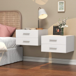 Kaasaegne rippuv &ouml;&ouml;kapp 2 topelt sahtlitega - puidust ujuv &ouml;&ouml;kapp seinale paigaldamiseks, stiilne rippuv &ouml;&ouml;kapp koos hoiuruumiga magamistuppa v&otilde;i elutuppa