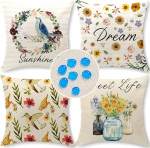 Cirzone Outdoor padjakate komplekt 4 padjakatet 45 x 45 cm Dekoratiivne elutoa linasest riidest dekoratiivse elutoa, aia, r&otilde;du jaoks.