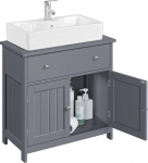 Yaheetech Vanity Unit Vannitoakapp sahtli ja 2 uksega Vannitoam&ouml;&ouml;bel Country House Style Tumehall 60 x 30 x 60 cm