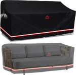 Turtle Life aia diivanikate, aiapinki veekindel, aiapinki kate 3-4-kohalisele aia diivanile, aia diivanikate, ei pleekinud 2 aasta jooksul, must, 183 x 94 x 89 cm