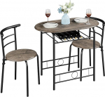 Yaheetech Driftwood s&ouml;&ouml;gitoa toolid, s&ouml;&ouml;gikomplekt 2 inimesele, puidust jalaga lauakomplekt, 1 s&ouml;&ouml;gituba hoiukambriga ja 2 k&ouml;&ouml;gitooli seljatoega, 90 x 53 x 73,5 cm, pruun