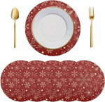 Tischsets, runde , 6er-Set, Silber, Winter, Blaugr&uuml;n, T&uuml;rkis, Schneeflocken, , hitzebest&auml;ndige for Esstisch, Weihnachtsdekorationen, Ornamente(Multi-Colored 1035)