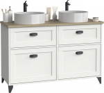 Muebles Pitarch | Toscana valge ja Kambriumi tammepuust topelt tualettm&ouml;&ouml;bel koos jalgadega 2 aeglaselt sulguvat sahtlit 2 ust Counter Top bassein m&ouml;&ouml;bel 120cm