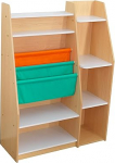 KidKraft Pocket Wooden Bookcase with Storage Pockets, Children's Shelf with Storage Compartments, Toy Organiser, Nursery Furniture, 20309