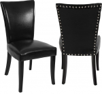Mendler Chesterfield s&ouml;&ouml;gitoa toolid, k&ouml;&ouml;gitoolid, Studs FSC&reg; sertifitseeritud, kunstnahk, must, tumedad jalad, 2 tk, komplektis