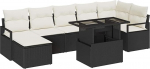 8-teiliges Garten Sofa Set mit Kissen Schwarz Poly Rattan, 2-Sitzer Garten Sofa mit Stauraum & Kissen Schwarz Poly Rattan Gartenlounge Model3357600