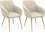 IDMarket - 2 s&ouml;&ouml;gitooli komplekt, lauatoolid, polsterdatud, Line-Velour, beež, puiduefektiga jalad