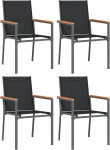 vidaXL aiatoolid k&auml;etoega, aiatoolid aeda, terrass, aiatool, terrassitool, aiam&ouml;&ouml;bel, must tekstiilterasest, 4 tk. pakk