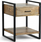 Simpli Home Riverside massiivne mangopuust metallist ristk&uuml;likukujuline k&uuml;ljelaud 20" lai naturaalne