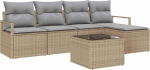 6-teiliges Gartensofa-Set mit Kissen, schwarzes Poly-Rattan Gartenlounge Model3355019