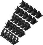 QUARKZMAN 50 kaabliklambri pakk, 8-25 mm l&auml;bim&otilde;&otilde;duga isekleepuv nailonist kaablihoidja, reguleeritav kaablihaldusorganisaatori klamber arvutile, lauale, kontorile, mustas toonis