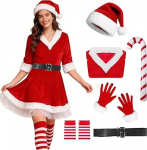 Naiste j&otilde;uluvana kost&uuml;&uuml;m, j&otilde;ulukost&uuml;&uuml;mide komplekt koos m&uuml;tsi, kinnaste, sokkidega, naiste j&otilde;uluvana kost&uuml;&uuml;m, j&otilde;ulud Cosplay