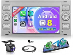 6G + 128G 8 Core Android Autoradio Ford Focus C-Max S-Max Kuga Fiesta Transit Fusion Mondeo Galaxy Connect Wireless Carplay Android auto navigatsioon GPS WiFi 7-tolline autoraadio Bluetooth FM/RDS-ga