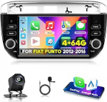 Carplay Autoradio f&uuml;r FIAT Punto 2012 2013 2014 2015 2016, 4GB+64GB Wireless Android Auto Stereo mit GPS Navi WiFi Bluetooth RDS/FM Radio USB SWC Mirror Link DSP Canbus & R&uuml;ckfahrkamera
