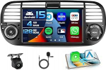 4+128G Autoradio f&uuml;r FIAT 500 2007-2015 Android 15 mit 7'' In-Cell Bildschirm Unterst&uuml;tzung Wireless Carplay und Android Auto Mirror Link Radio FM/RDS GPS WiFi BT SWC