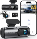 WOLFANG Dash Cam auto eesmine tagumine 4K WiFi Dash Cam koos 32GB SD kaardiga, ultra &ouml;ine n&auml;gemine, 170&deg; lai nurk, WDR, 24 tunni parkimisrežiim, G-sensor, Loop salvestus