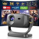Projektor 4K, elektriline fookus/trapetsoidne korrektsioon, 26000 luumenit, nutiprojektor WiFi 6 ja BT5.2, 180&deg; p&ouml;&ouml;ratav, kaasaskantav projektor, kodukino videoprojektor mobiiltelefonile, iOS,