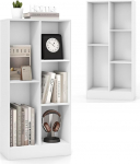 KOMFOTTEU Open Bookcase with 5 Compartments, Standing Shelf, Office Shelf, Wood, Cube Shelf, Bookcase, Freestanding, Filing Shelf, 50 x 24 x 104 cm (White)