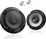 Kenwood 6 1/2" 300W Max (60W RMS paari kohta) 6,5" KFC 2 Way Sport Series Flush Mount Car Coaxial Speakers koos Alphasonics k&otilde;rvaklappidega