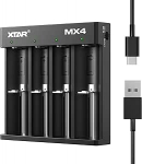 XTAR MX4 universaalne akulaadija AA/AAA - nutikas laadija 1.5V Li-Ion, 3.7V Li-Ion, 3.2V LiFePO4 & 1.2V Ni-MH akudele automaatse tuvastusega, USB-C, &uuml;lelaadimiskaitsega.
