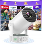 Smart Mini Beamer, uuendatud Beamer 4K mit Integriertem Akku, 1080P HD Mini Projektor Tragbarer Unterst&uuml;tzung Android 11 WiFi6 BT5.4, Projektor Klein Auto Keystone Kompatibel mit HDMI/TV Stick/Laptop