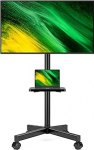 Hemudu TV Stand Rollable for 23-60 Inch LCD/LED TV, TV Stand koos ratastega, TV Stand k&otilde;rgus reguleeritav koos s&uuml;learvuti riiuliga, kuni 35 kg, Max. VESA 400 x 400 mm