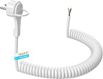7M Kaitsekontaktide pikenduskaabel koos ekstra lamedate Schuko pistikutega, veniv &uuml;hendus spiraalkaabel, plastkaabel, pikenduskaabel, Schuko toitejuhe 230 V / 16 A, valge