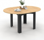 IDMarket Dona Extendable Round Dining Table for 4-8 People Black Beech Effect Top 110-150 cm