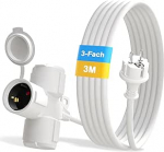 V&auml;litingimustes kasutatav pikenduskaabel 3 m 3 Schuko pistikupesaga koos kaitsekorgiga - Kolmekordne kummist pikenduskaabel - siseruumides kasutamiseks IP44 - ehitusplatsidel kasutatav toitejuhe v&auml;ljas 3500 W