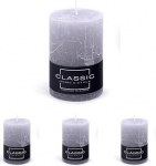 Stumpenkerzen Rustik-Kerze/Grau / 1 St&uuml;ck / 10 x &Oslash; 7 cm Unparf&uuml;miert/zur Dekoration im Wohnzimmer, Bad / 49 tunni Brenndauer/Deko Kerzen Wachskerze/Nordic Ambiance (Packung mit 4)