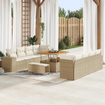 Rantry 11-teiliges Garten Sofa Set mit Kissen Beige Poly Rattan Akazie Gartenlounge Model3361986