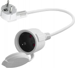 Schuko pikenduskaabel l&uuml;hike, valge AC Schuko pikenduskaabel, pistikupesa pikendus, 3 x 1,5 mm&sup2; 16 A 250 V IP44 kodus, kontoris, v&auml;listingimustes (valge 90 kraadi, 0,3)
