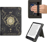 kwmobile Flip Cover &uuml;hilduv Kobo Clara BW/Clara Colour/Tolino Shine (5) / Shine Colour - &uuml;mbris koos randmerihmaga Taro kaardid Tumesinine Kollane Must