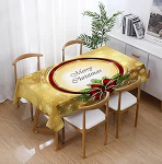 Premium Christmas Tablecloth - Deluxe veekindel uudne laud pol&uuml;estrist pestav laudlina k&ouml;&ouml;gi kaunistamiseks (Gold Christmas Wreath)