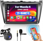 Inefala 2 + 64G Android 15 CarPlay raadio Mazda 6 Atenza 2007-2012, 9-tolline puuteekraan juhtmevaba CarPlay ja Android Car, tugi GPS navigatsioonilink peegel Bluetooth RDS AHD DSP